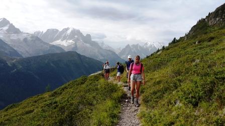 Family hiker above Chamonix